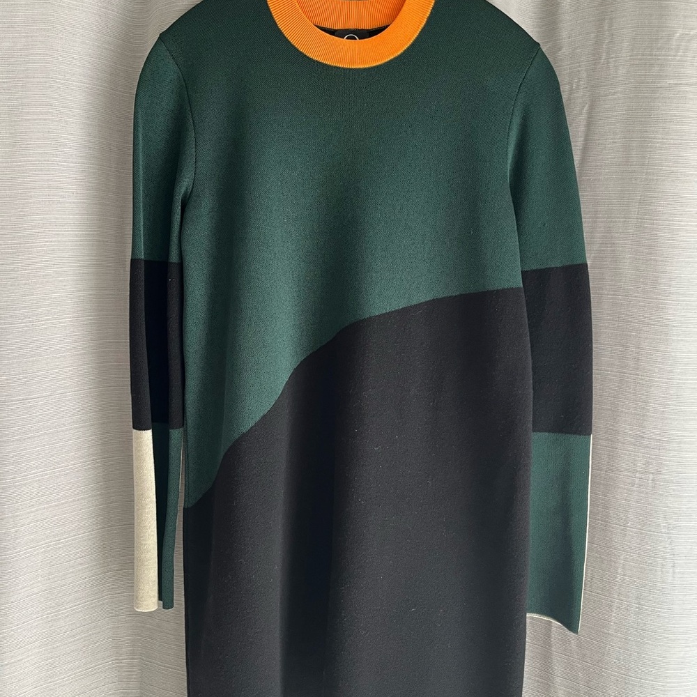 Alexander McQueen colorblock Green and Black Long Sleeve Dress